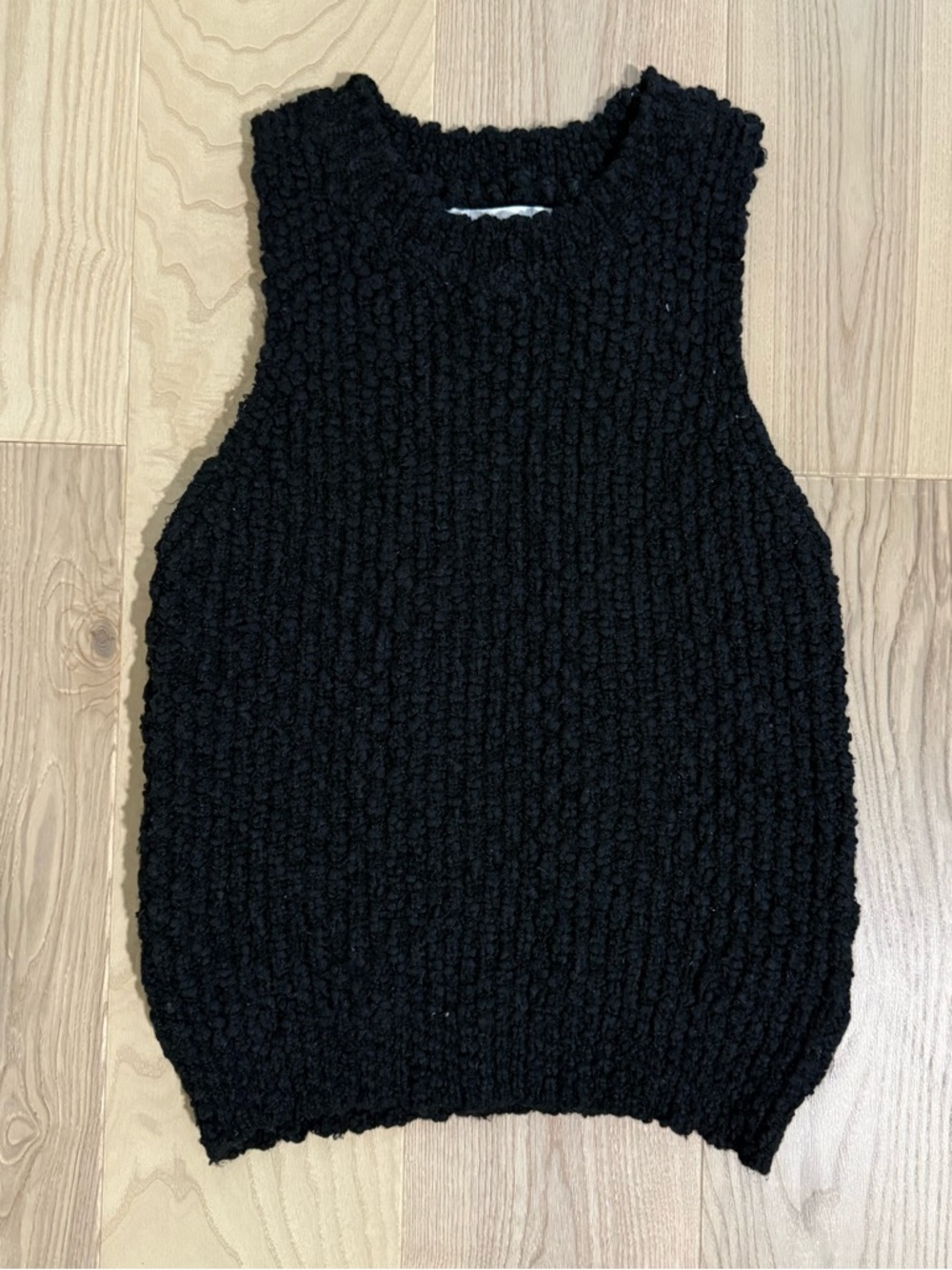 Zara Black Textured Knit Vest